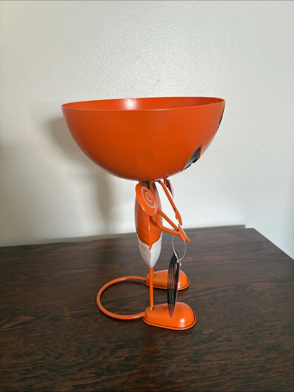 NWT- Orange Metal Jack-o-lantern Pumpkin Man Halloween Candy Bowl